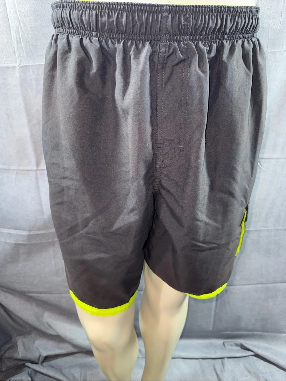 2924-Nike Men's Black Shorts with Neon Yellow Trim